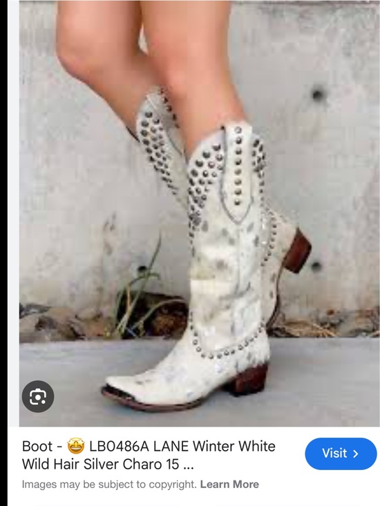 Lane boots Shoes - Lane Winter White Wild Hair Studded Lace-Up Cowgirl Boots